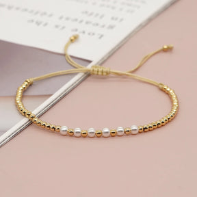 Banhado a ouro frisado surfista pulseiras pérola natural charme pulseira artesanal moda verão jóias para mulheres adolescente presente da menina