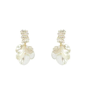 Brinco Feminino Pétalas de rosa Cravejado Com Zircônia