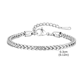 Vnox pulseira quadrada para mulheres meninas pulseira de ligação de corrente de aço inoxidável pulseira clássica joias tendência com corrente extensível de 3cm