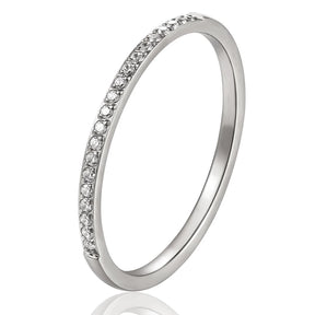 Anel de zircônia de acabamento fino de 1,5 mm de largura para mulheres presentes de aço de titânio de alta qualidade para amantes joias anel de casamento atacado