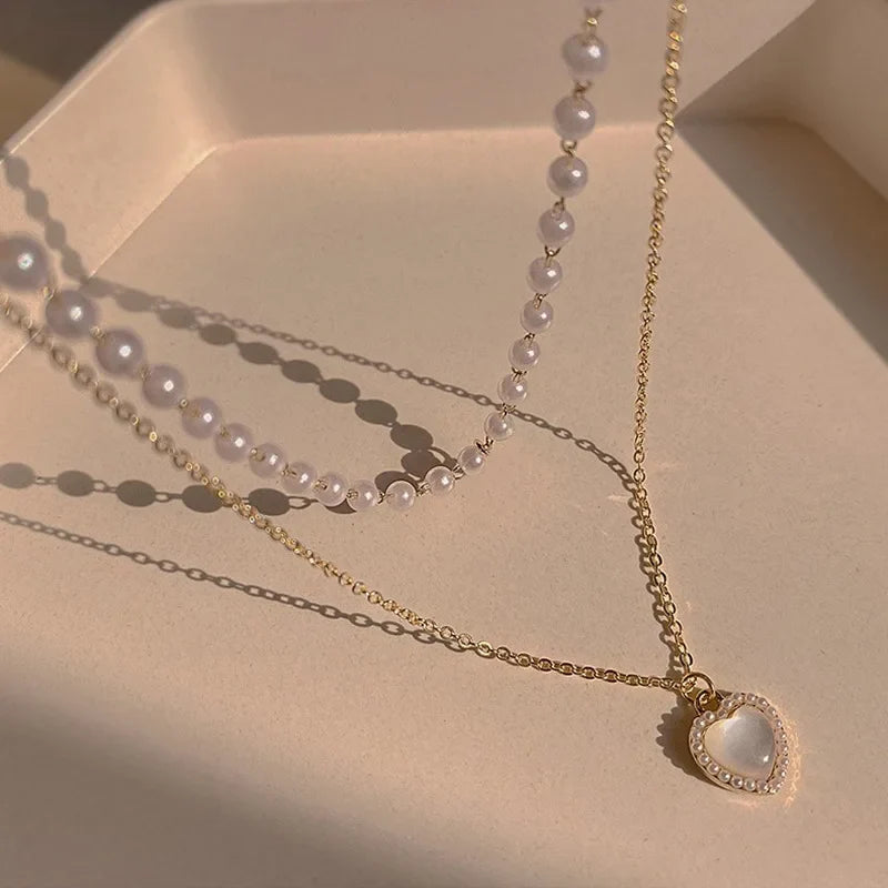 Colar Duplo Pérolas Charmosas 18K