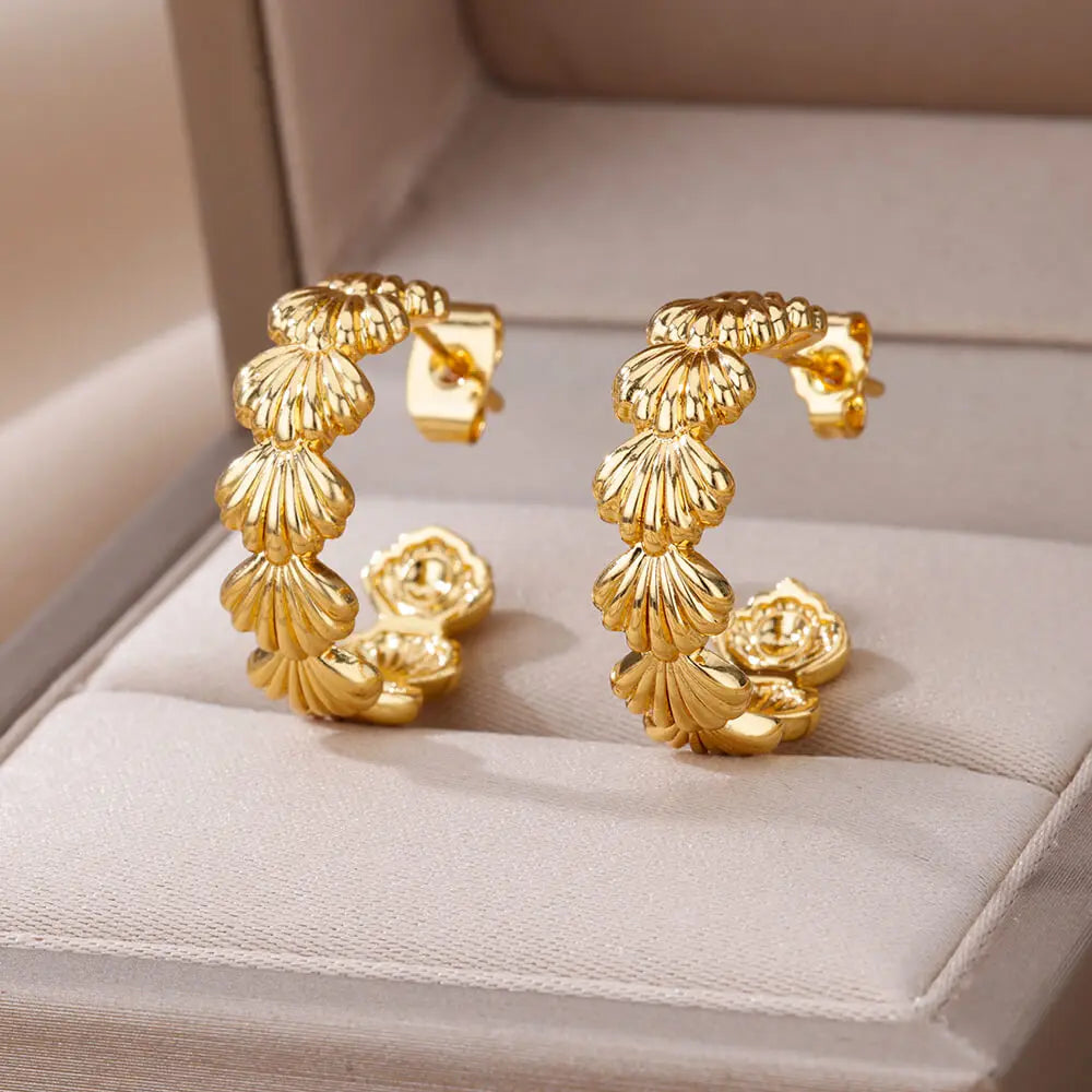 Brincos de aço inoxidável em forma de c para mulheres estilo coreano banhado a ouro piercing brinco luxo qualidade jóias presente de aniversário