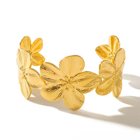 Pulseira de Ouro Feminina Flores Delicadas