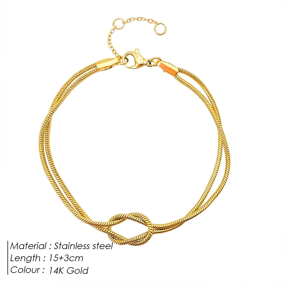Manco moda de alta qualidade aço inoxidável banhado a ouro casal pulseiras clássico redondo cobra corrente atada acessórios simples