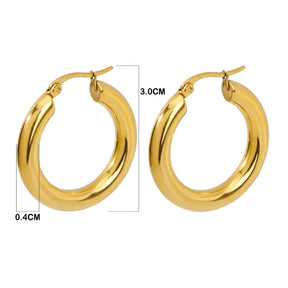 Moda clássica suave redondo hoop brincos para mulheres de aço inoxidável 5mm grosso orelha fivela huggie brincos círculo jóias vintage