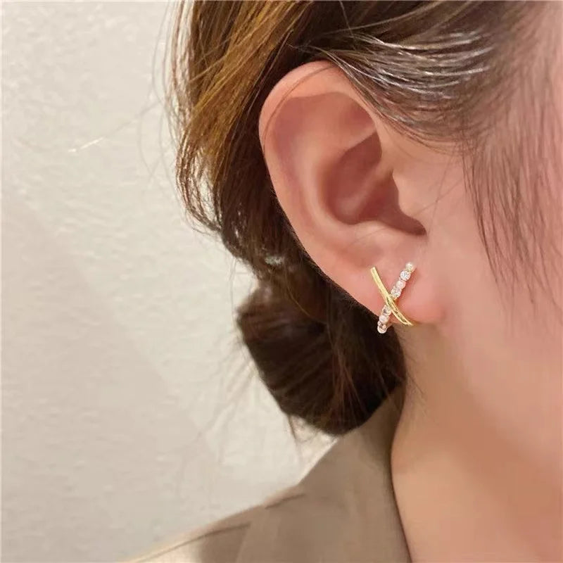 Brinco Duplo Cravejado com Zircônia