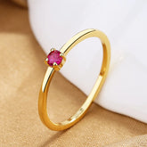 Delicado minúsculo vermelho verde azul pedra redonda anéis finos para mulheres antigo cor de ouro metal branco zircão empilhamento alianças de casamento presentes