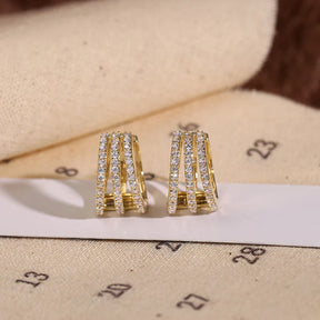 Brinco Triplo Cravejado com Zircônia