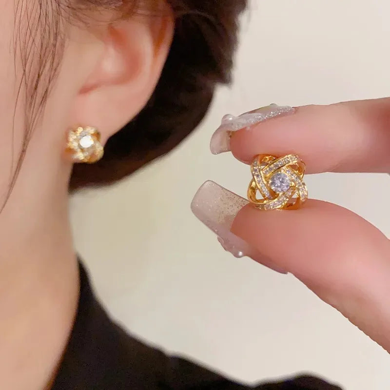 Novo Exquisite Brinco de Cristal Brilhante Coreano Elegante Quadrado Geométrico Rhinestone Brincos Para As Mulheres Moda Jóias Presente