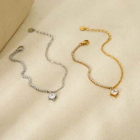 Luxo aço inoxidável 16k banhado a ouro camadas duplas pulseiras de zircônia cúbica para meninas acessórios de joias da moda