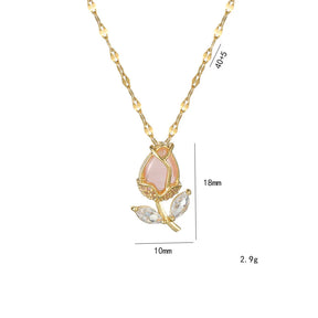 Colar Rosa Cravejada com Zircônia 18K