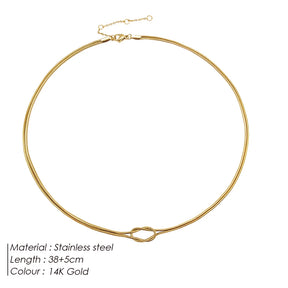 Manco elegante minimalista jóias lustre 14k banhado a ouro atado cobra corrente colar feminino acessórios de aço inoxidável