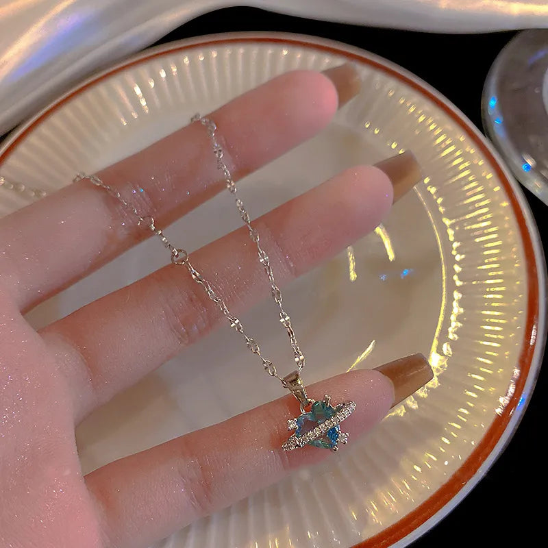 Colar Prata Coração Radiante