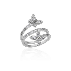 Anel Feminino Ajustável Borboleta com Zircônia