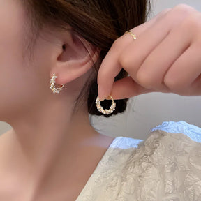 Brinco Feminino Argola Perolado Ouro 18K