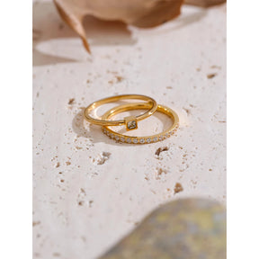 Yhpup 1 conjunto tamanho 6789 delicado zircônia cúbica empilhável anel 18k dourado pvd banhado a aço inoxidável joias de dedo de alta qualidade