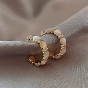 Brinco Feminino Argola Perolado com Zircônia