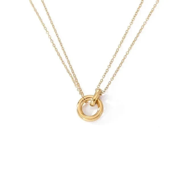 Colares Feminino Duplo Círculos unidos