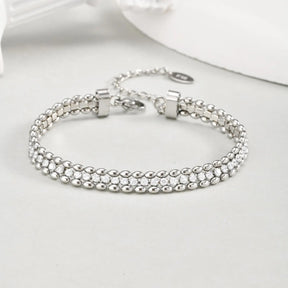 Pulseira de zircônia branca de contas de azeitona de fileira dupla de aço inoxidável para mulheres, pulseiras de corrente de tênis de cor dourada, joias clássicas presentes