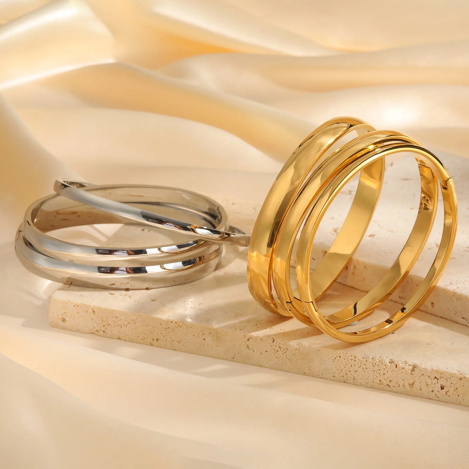 Mulheres anti alergia pulseiras de punho de aço inoxidável pulseira, pulseira na moda jóias empilhamento pulseira aberta para meninas mãe esposa
