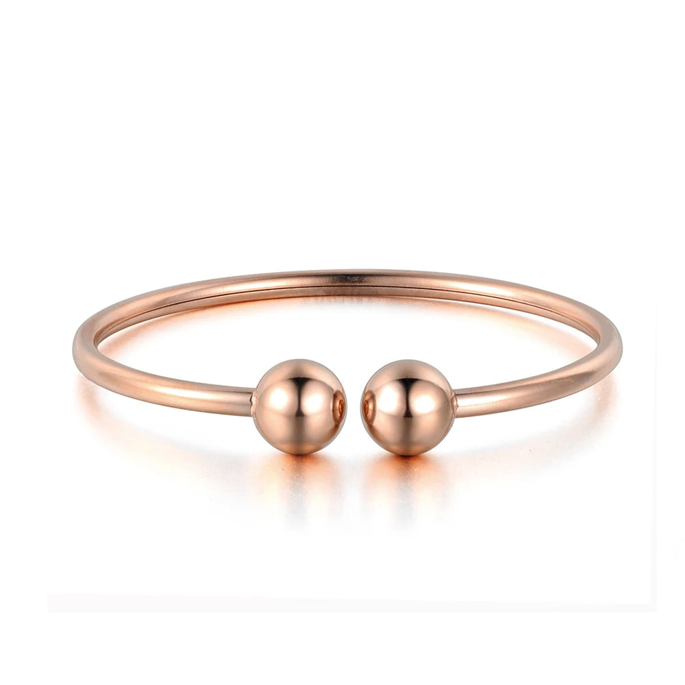 Lokaer aço inoxidável bola dupla aberta manguito pulseiras & pulseiras na moda festa pulseira jóias para mulher frete grátis b18027