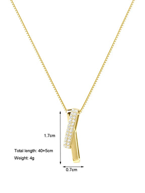 Linhas geométricas Colar Intertravamento, Cubic Zircona Cadeia, Casamento, Birthday Party, Presente Proposta, Personalidade Simples, 1Pc