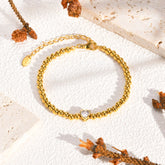2025 chique zircão em forma de coração pulseira para mulher, aço inoxidável banhado a ouro bola frisada pulseira, presente de jóias de luxo