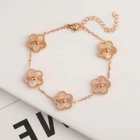 Pulseira de Ouro Feminina Ajustável Flores