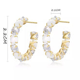 Brinco Feminino Argola Perolado com Zircônia