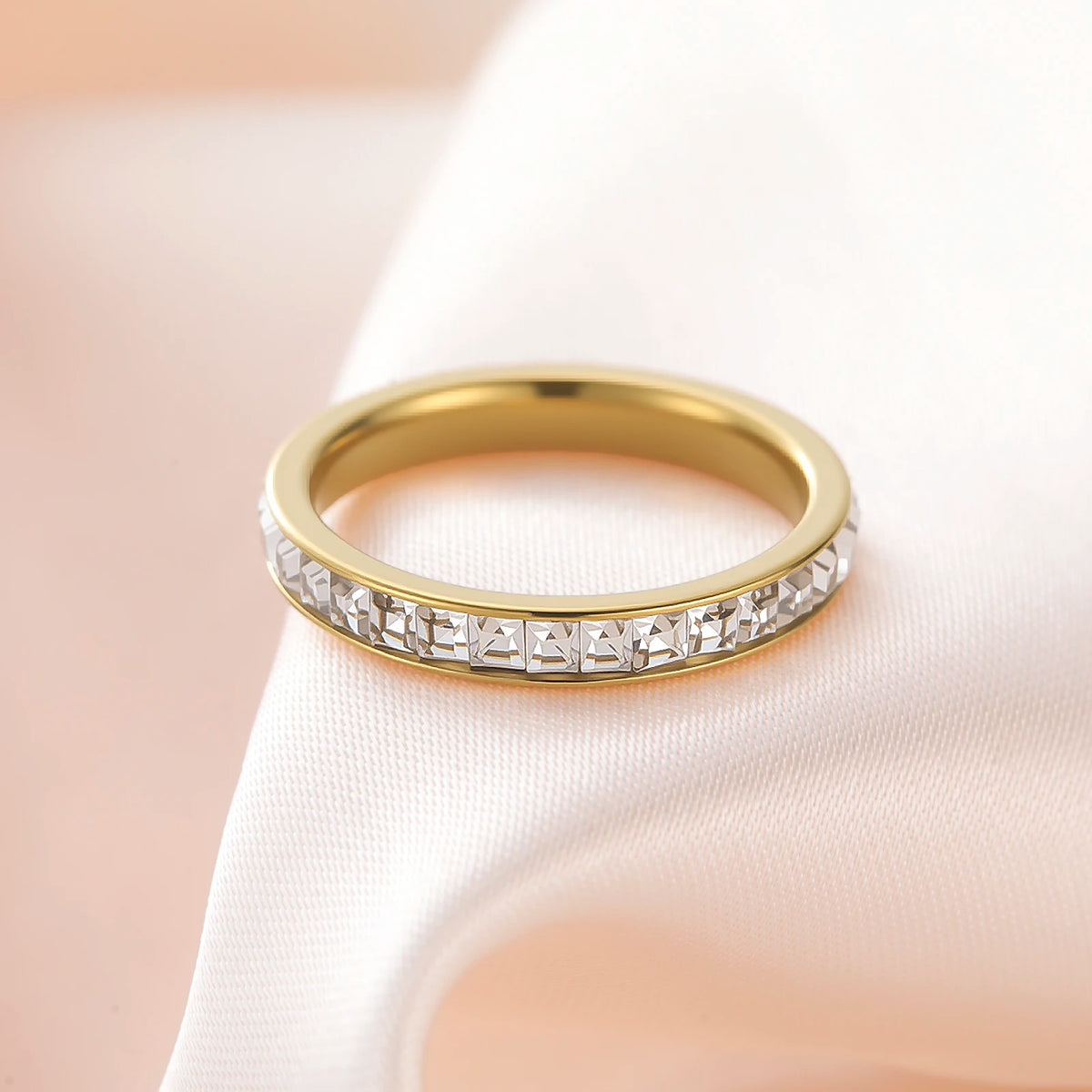 Cooltime luxo aço inoxidável declaração zircão cúbico anéis para homens mulheres romântico noivado festa de casamento jóias