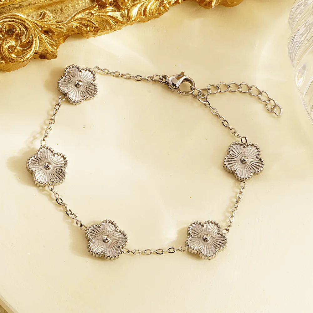 Pulseira de Ouro Feminina Ajustável Flores