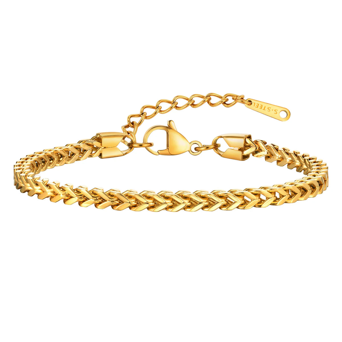 Vnox pulseira quadrada para mulheres meninas pulseira de ligação de corrente de aço inoxidável pulseira clássica joias tendência com corrente extensível de 3cm