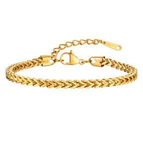 Vnox pulseira quadrada para mulheres meninas pulseira de ligação de corrente de aço inoxidável pulseira clássica joias tendência com corrente extensível de 3cm
