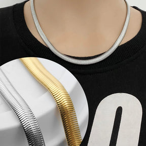 Aço inoxidável Herringbone Gold Color Snake Chain Necklace para Mulheres, Gargantilha Unisex, Jóias Presente, Moda