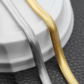 Aço inoxidável Herringbone Gold Color Snake Chain Necklace para Mulheres, Gargantilha Unisex, Jóias Presente, Moda