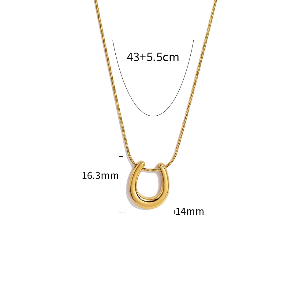 YACHAN Novo Em U-Shaped Colar De Pingente De Aço Inoxidável para As Mulheres 18K Banhado A Ouro Cadeias De Cobra Impermeável Trendy Jewelry