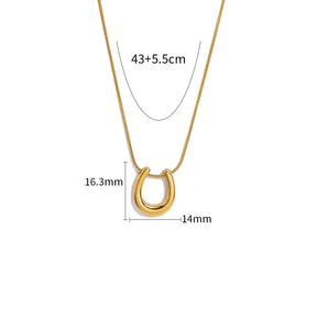 YACHAN Novo Em U-Shaped Colar De Pingente De Aço Inoxidável para As Mulheres 18K Banhado A Ouro Cadeias De Cobra Impermeável Trendy Jewelry