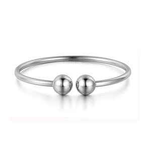 Lokaer aço inoxidável bola dupla aberta manguito pulseiras & pulseiras na moda festa pulseira jóias para mulher frete grátis b18027
