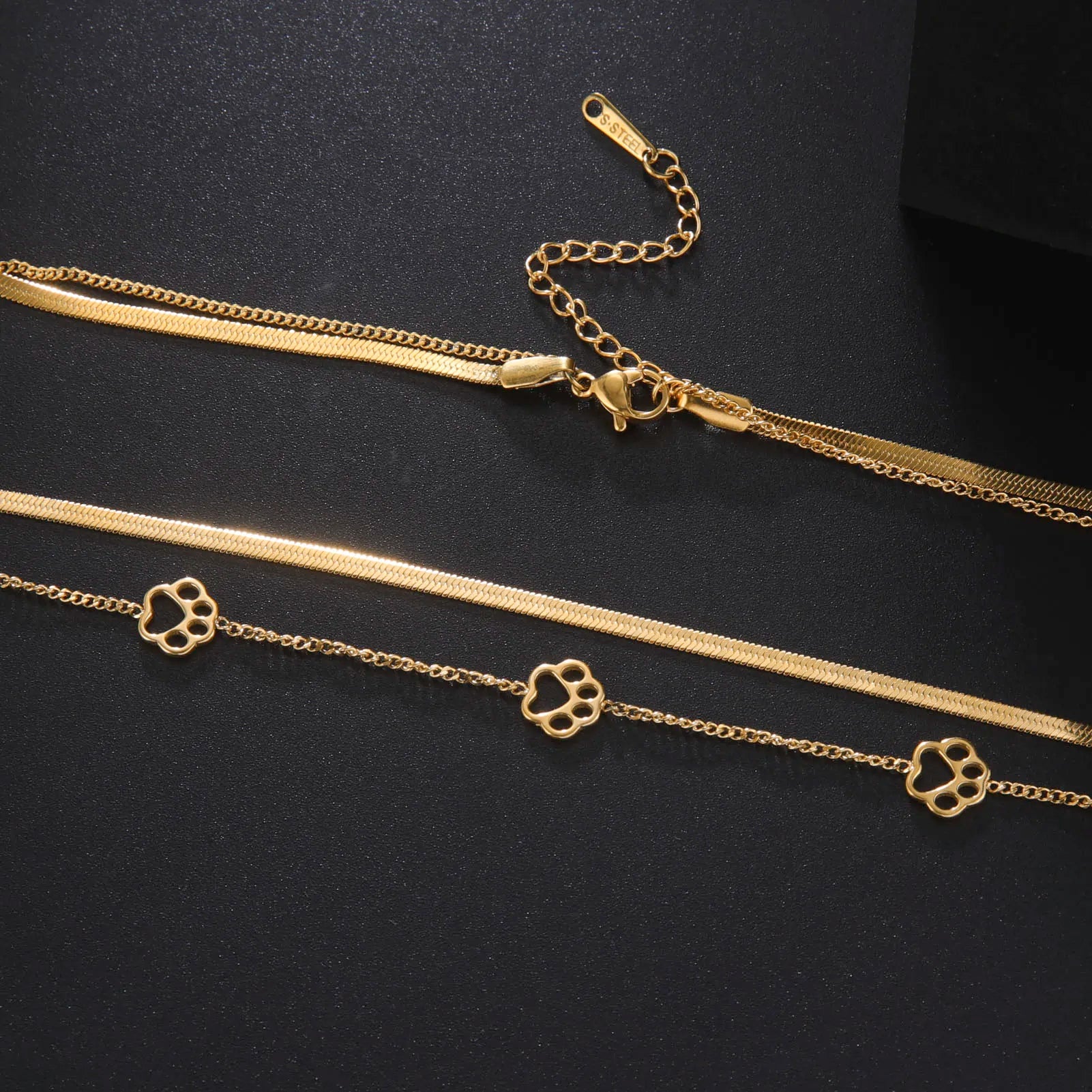 Skyrim-Colar Pata de Cachorro e Gato, Aço Inoxidável, Dupla Camada, Corrente Cobra, Gargantilha Fashion, Bijuteria, Presente do Dia dos Namorados