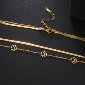 Skyrim-Colar Pata de Cachorro e Gato, Aço Inoxidável, Dupla Camada, Corrente Cobra, Gargantilha Fashion, Bijuteria, Presente do Dia dos Namorados