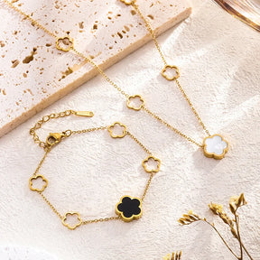 Colar luxuoso cor dourada para mulheres, aço inoxidável, concha branca, pingente de flores, gargantilha coreana, acessórios da moda, novo, 2023