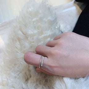 Anel Feminino Ajustável Perola Com Zircônia