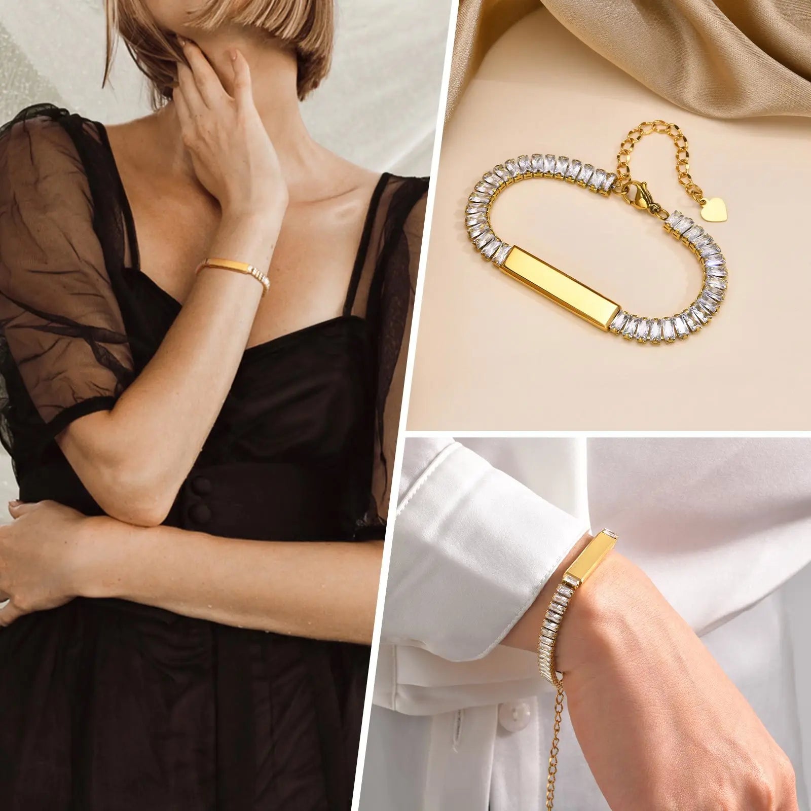 Moda jóias bling cz pedra charme pulseiras para mulheres meninas, delicado brilhante corrente pulseira link presentes de festa para ela
