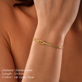 Manco moda de alta qualidade aço inoxidável banhado a ouro casal pulseiras clássico redondo cobra corrente atada acessórios simples