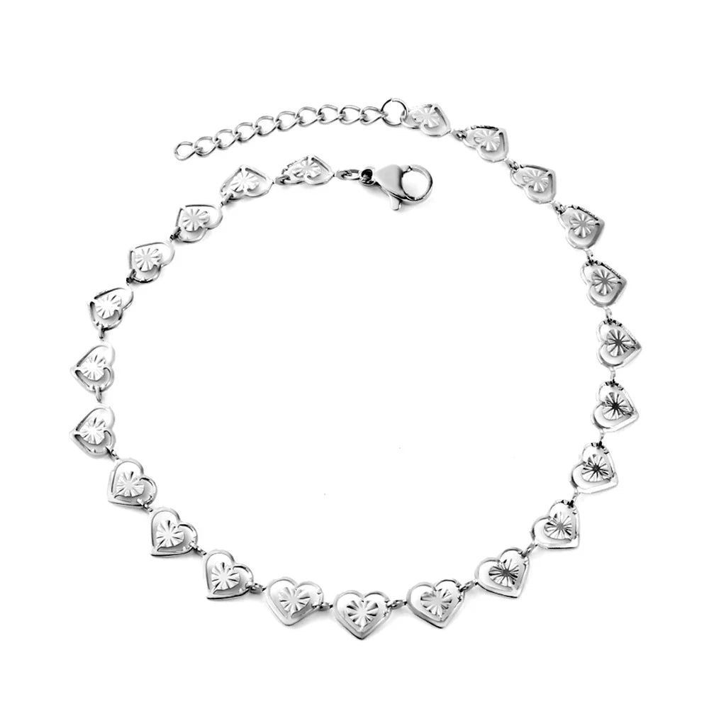 Pulseira de Ouro Feminina Coração Life