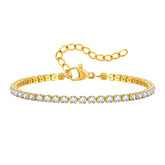 Tornozeleiras de corrente de tênis da moda Bling 3mm para mulheres, cor dourada de aço inoxidável elo ajustável praia férias joias para pés