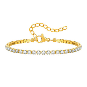 Tornozeleiras de corrente de tênis da moda Bling 3mm para mulheres, cor dourada de aço inoxidável elo ajustável praia férias joias para pés