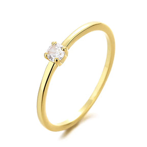 Delicado minúsculo vermelho verde azul pedra redonda anéis finos para mulheres antigo cor de ouro metal branco zircão empilhamento alianças de casamento presentes