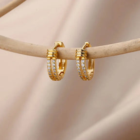 Brincos redondos quadrados pequenos requintados para mulheres 2023 tendência cor dourada brincos de aço inoxidável joias de natal presente aretes