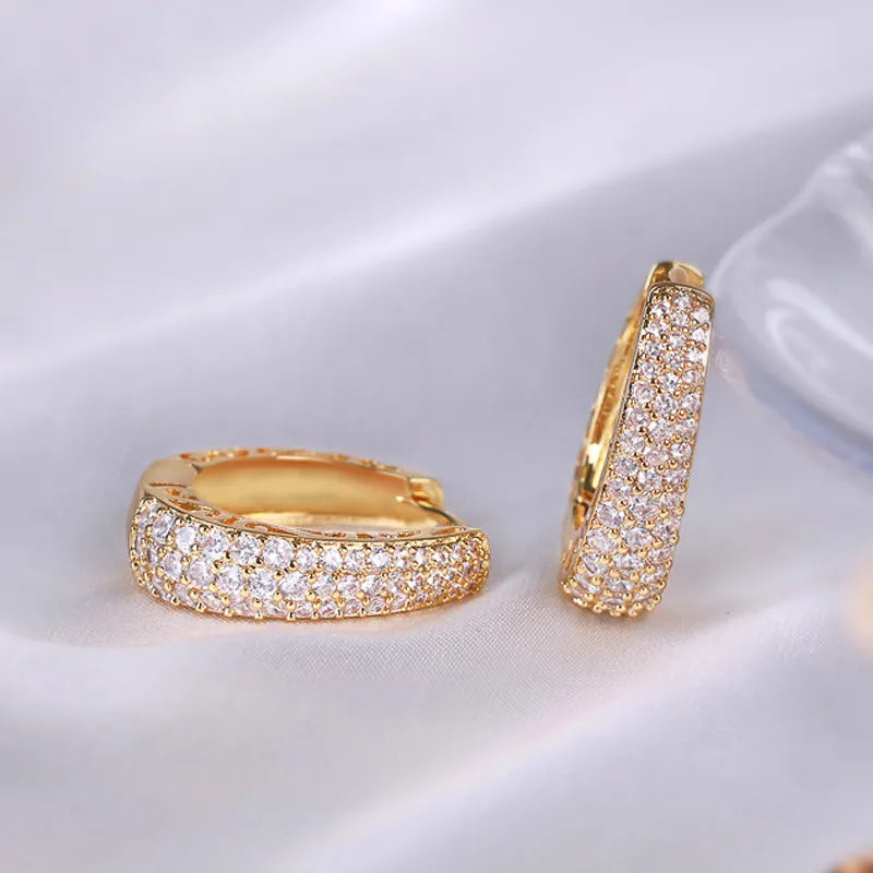 Brinco Feminino Argola Brilhante Luxe Ouro 18K